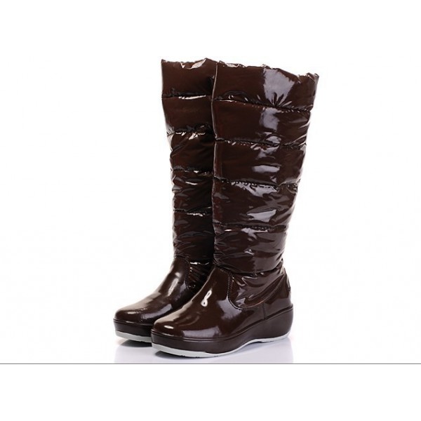 Moncler Patent pelle marrone caldo Stivaletti uscita